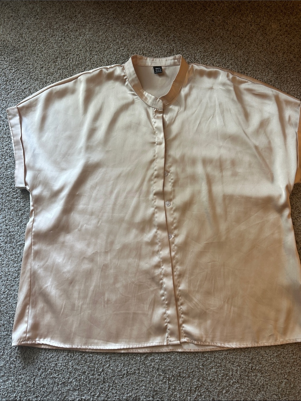 SHEIN Cream Satin Button-Down Top